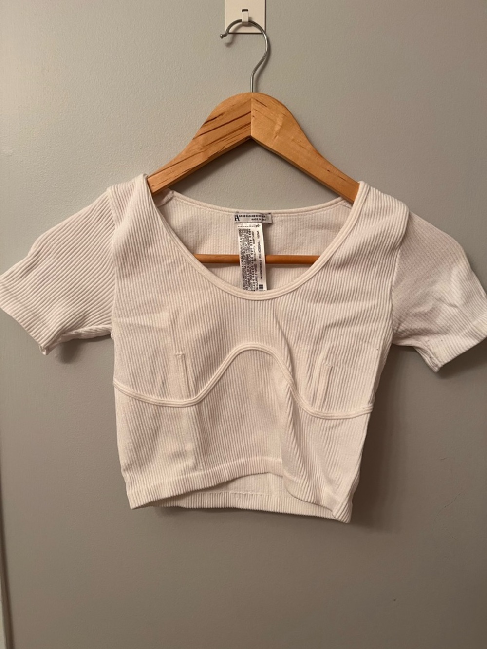 Zara Ribbed Scoop Neck Cropped Top - White